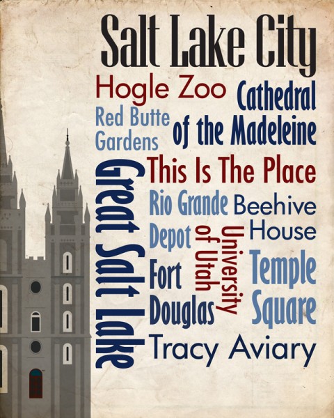 Sights of Salt Lake City Travel Poster