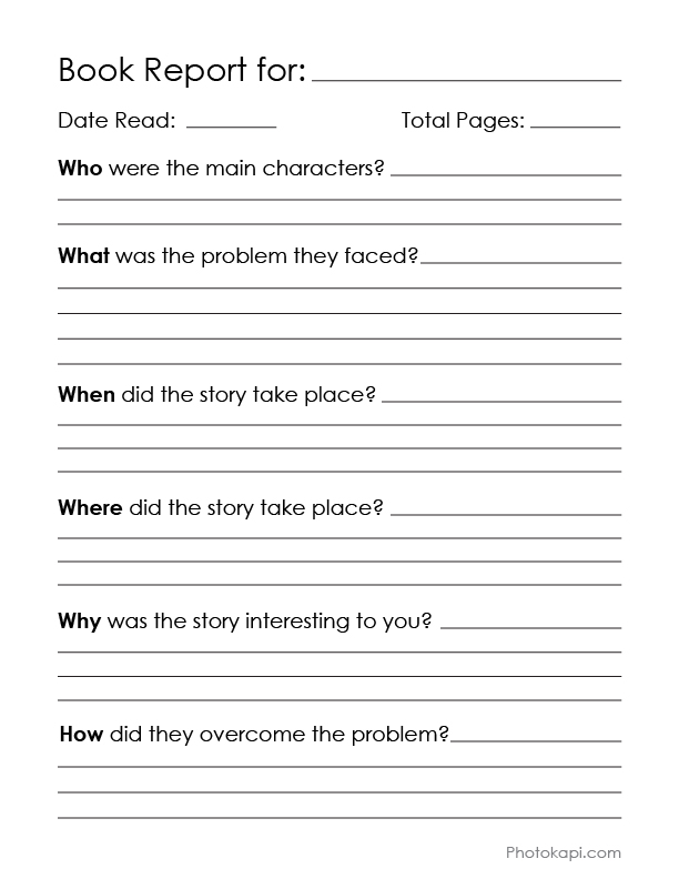 Book report 5th grade