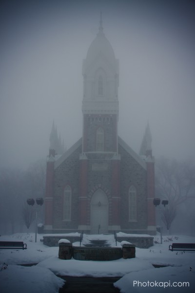 Brigham City Tabernacle in the Fog