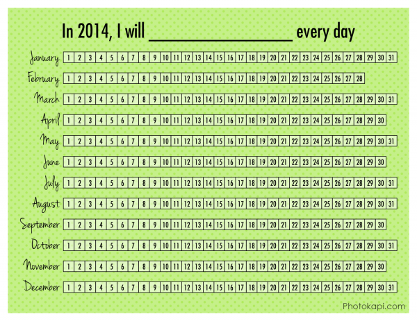 2014 Daily Goal Calendar