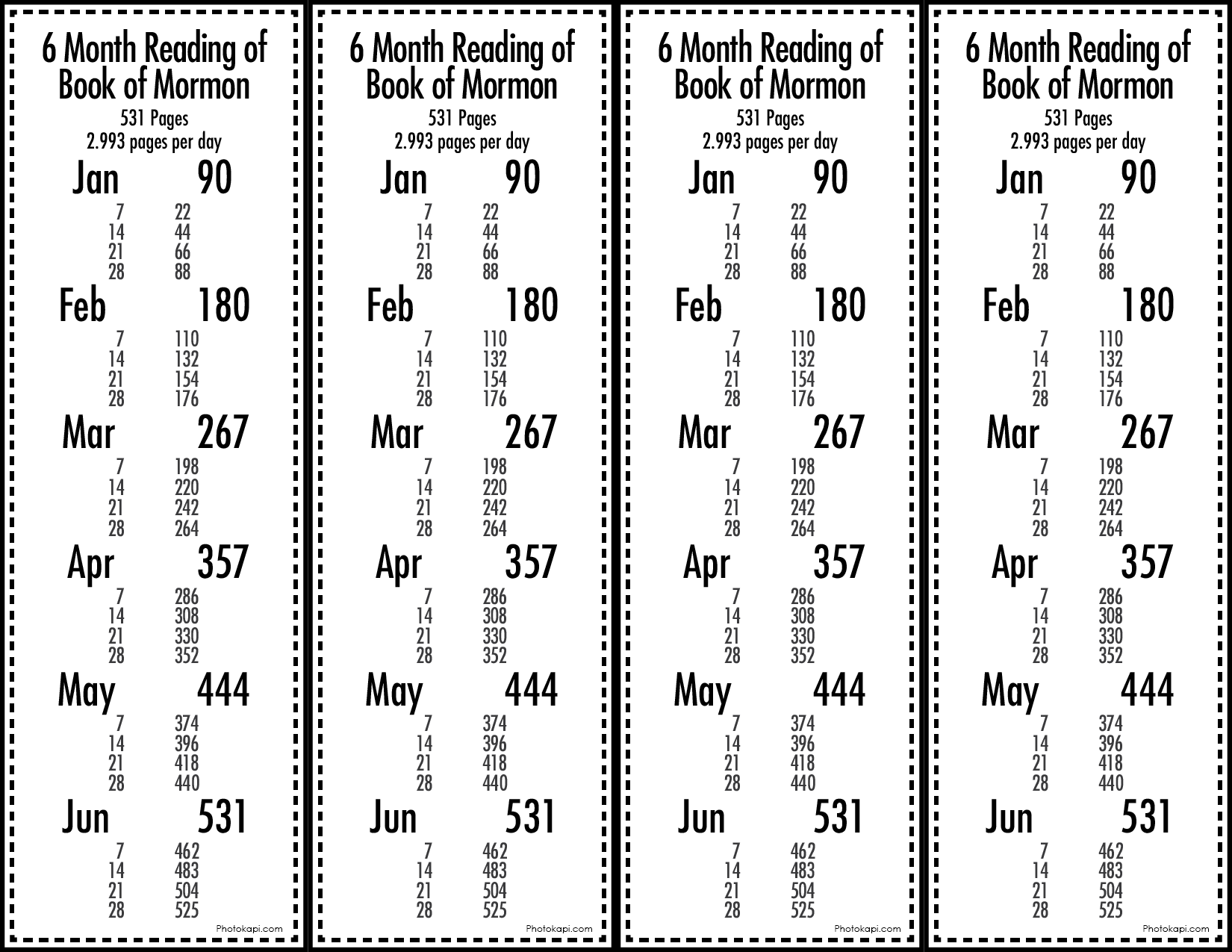 Read The Book Of Mormon In 6 Months Chart