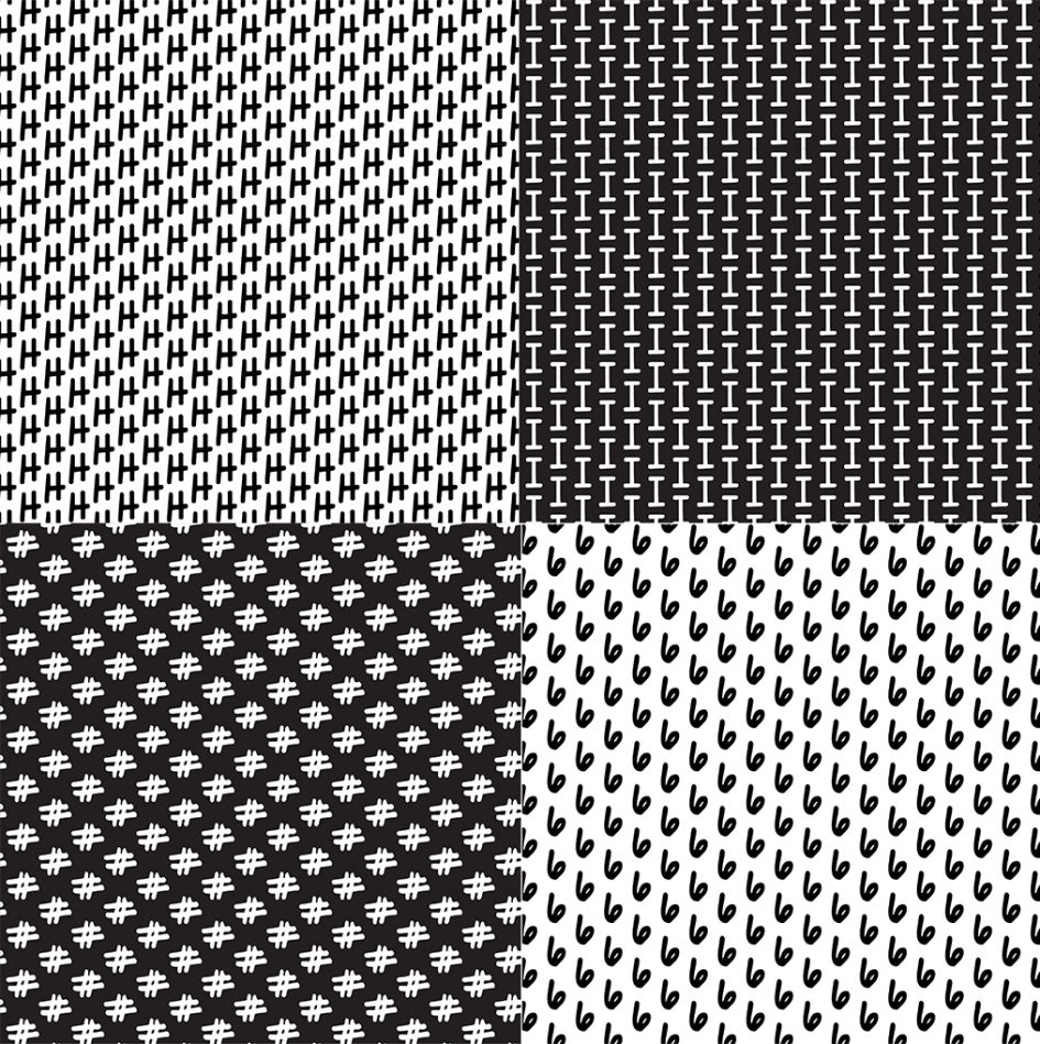 AlphaNumeric Tiled Black and White Backgrounds | Photokapi.com