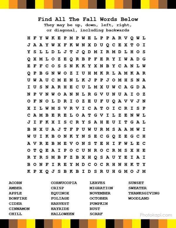 Fall Word Search
