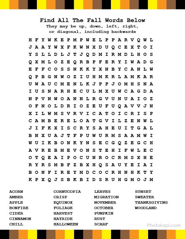 Fall Word Search
